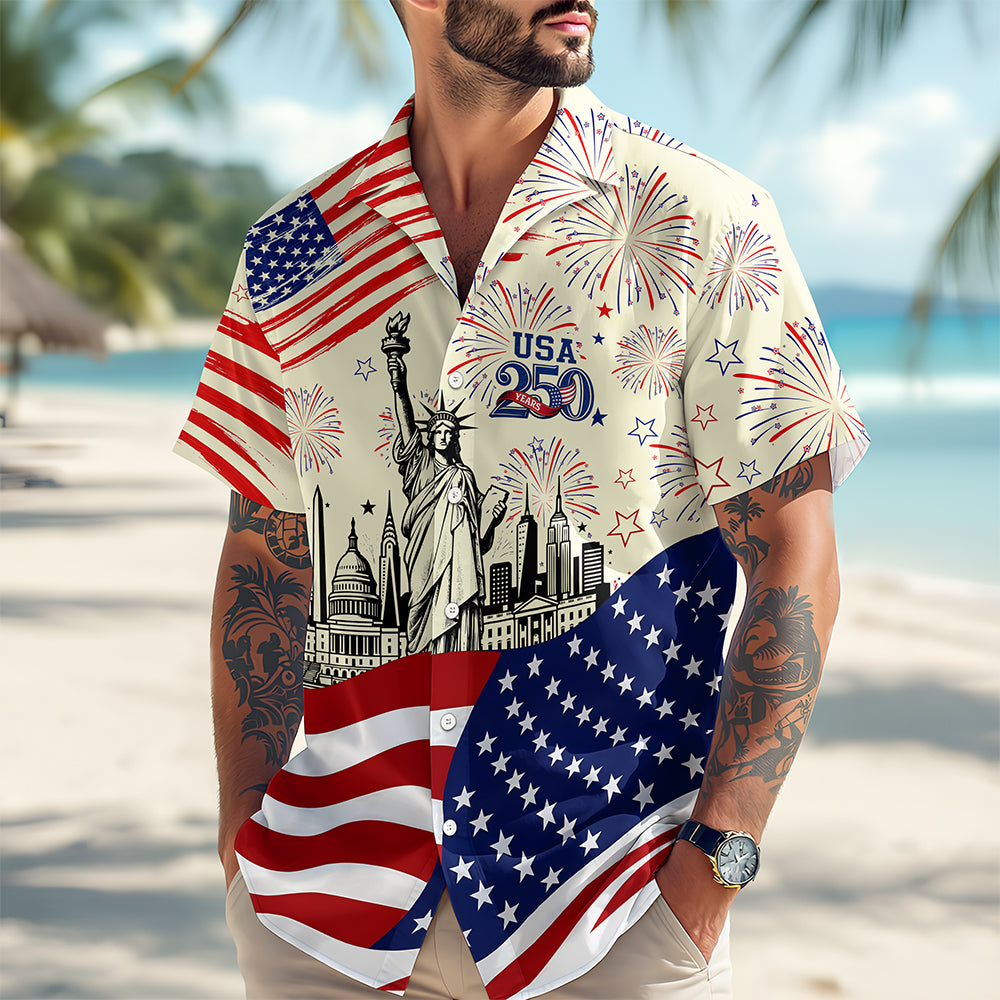 Personalized Statue of Liberty Hawaiian Shirt 4th of July Gift HN590 - AOP Hawai Shirt GradoCreations