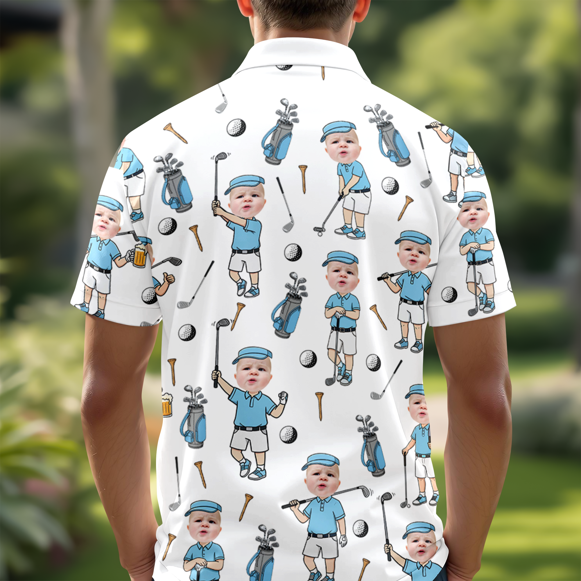 Personalized Photo Golf Polo Shirt Custom Gift for Dad HN590 - Men's Polo Shirt GradoCreations