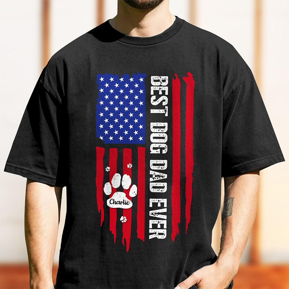 Personalized Dog Dad Comfort Shirt American Flag Gift Idea Comfort Shirt GradoCreations