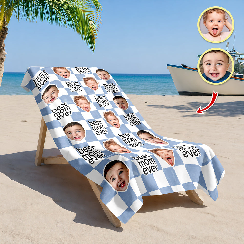 Personalized Beach Towel Custom Photo Best Dad Ever Gift HN590 - Beach Towels GradoCreations