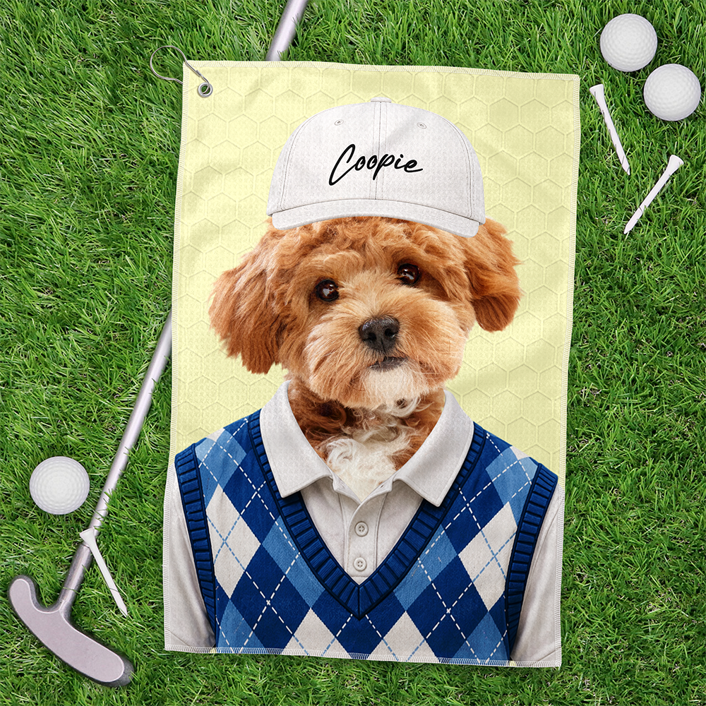 Custom Photo Golf Towel Personalized Gift for Dog Cat Dad Mom HN590 - Golf Towel GradoCreations