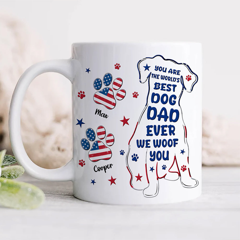 Personalized Dog Dad Mug American Flag Gift for Dog Lover HN590 - mug GradoCreations