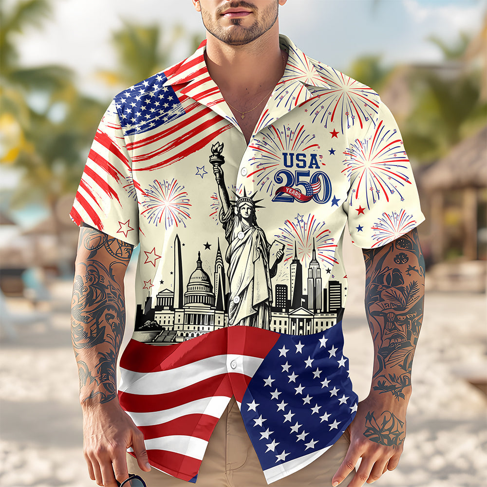 Personalized Statue of Liberty Hawaiian Shirt 4th of July Gift HN590 - AOP Hawai Shirt GradoCreations