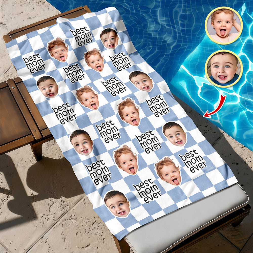 Personalized Beach Towel Custom Photo Best Dad Ever Gift HN590 - Beach Towels GradoCreations