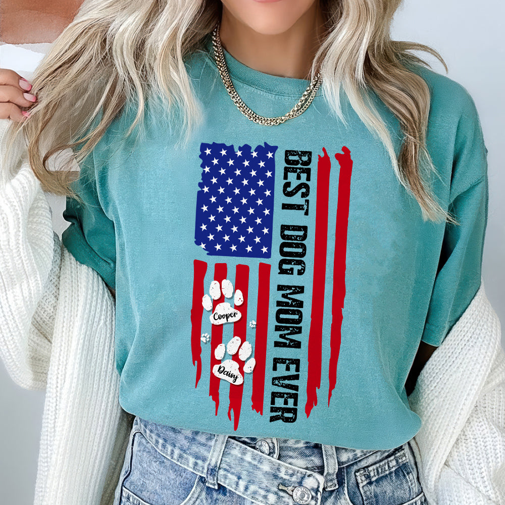 Personalized Dog Dad Comfort Shirt American Flag Gift Idea Comfort Shirt GradoCreations