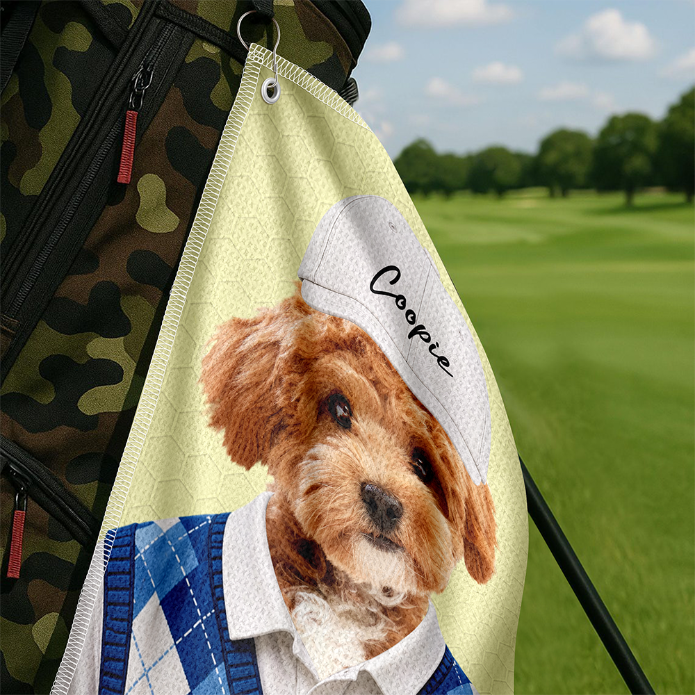 Custom Photo Golf Towel Personalized Gift for Dog Cat Dad Mom HN590 - Golf Towel GradoCreations