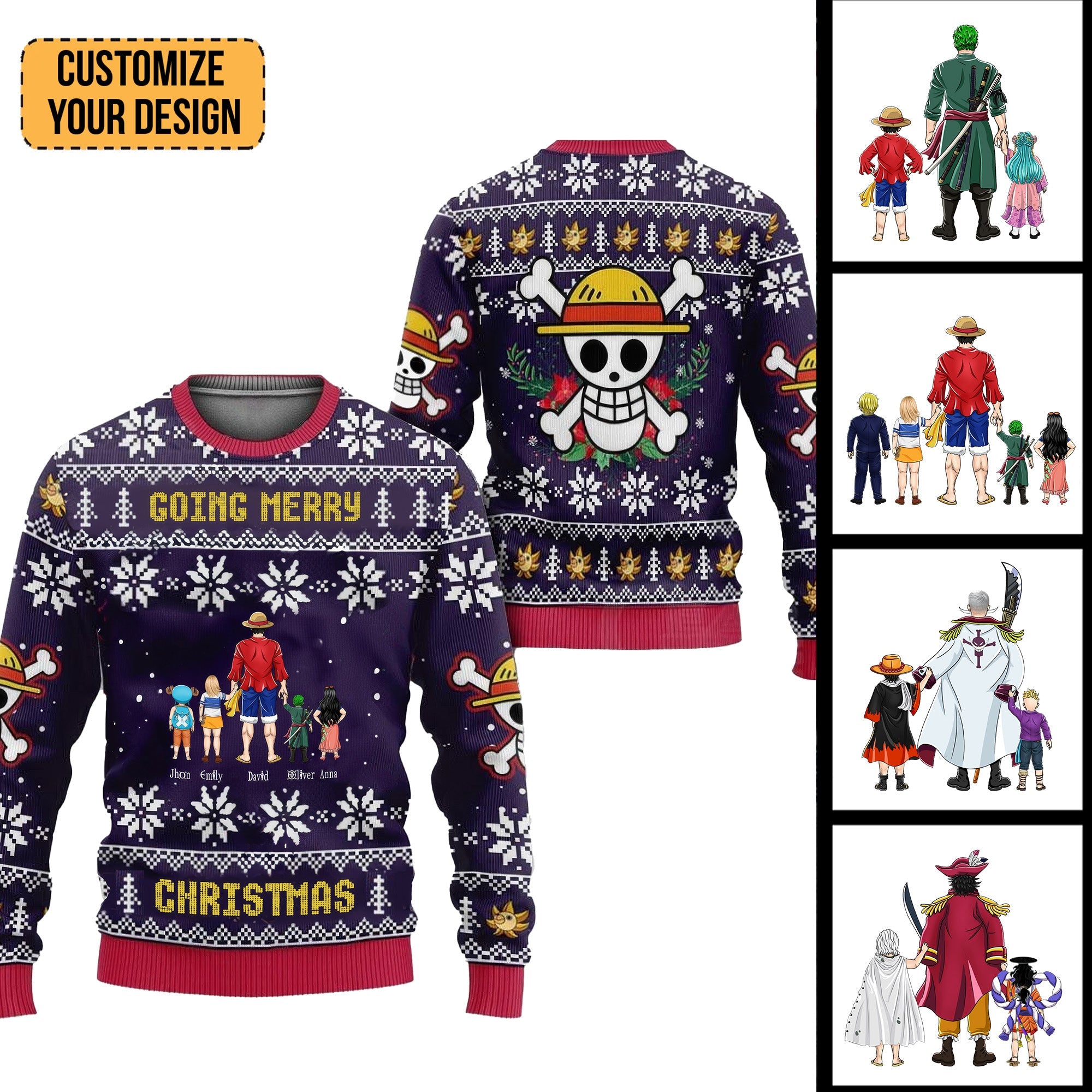 Personalized Luffy Gear 4 Ugly Sweater Custom Name Gift for Dad