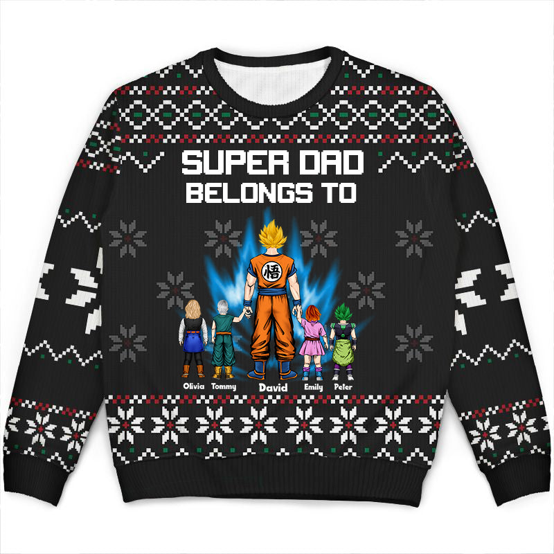 Personalized Family Ugly Sweater Custom Name Gift for Dad