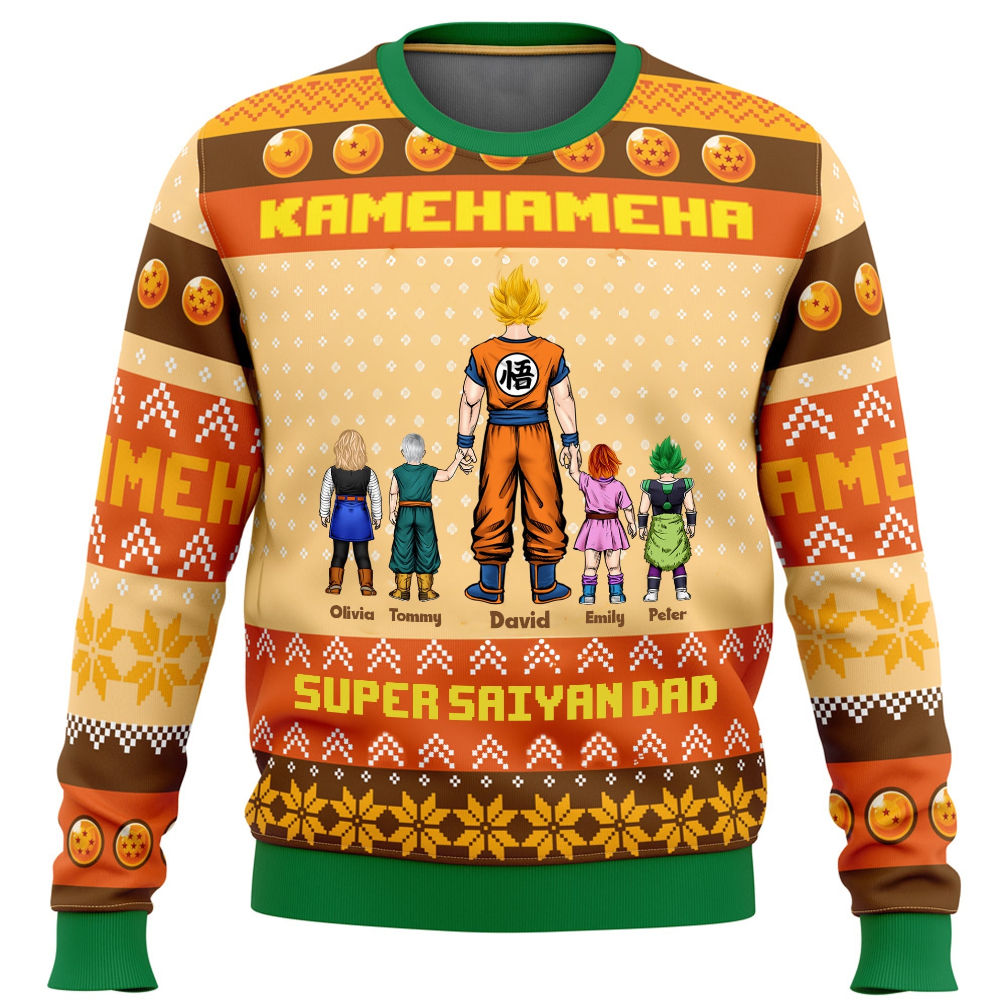 Personalized Kamehameha Ugly Sweater Custom Name Gift for Dad