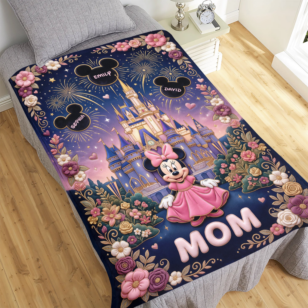 Personalized Magic Mouse Fairytale Castle Blanket for Mom - Unique Mother's Day Gift Blanket GradoCreations
