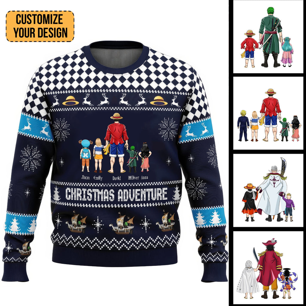 Personalized One Piece Ugly Sweater Gift for Dad, Grandpa | Holiday Adventure