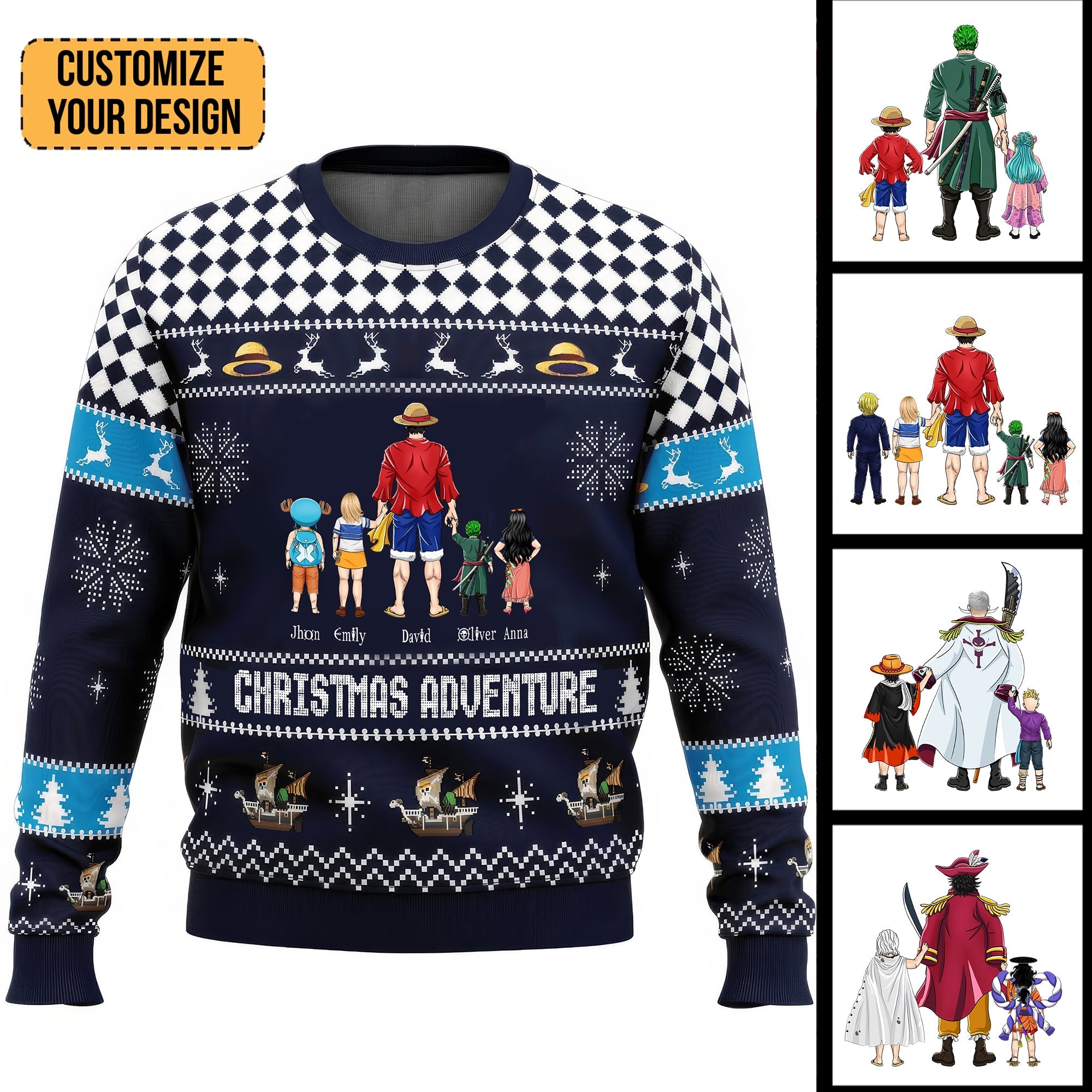 Personalized One Piece Ugly Sweater Gift for Dad, Grandpa | Holiday Adventure