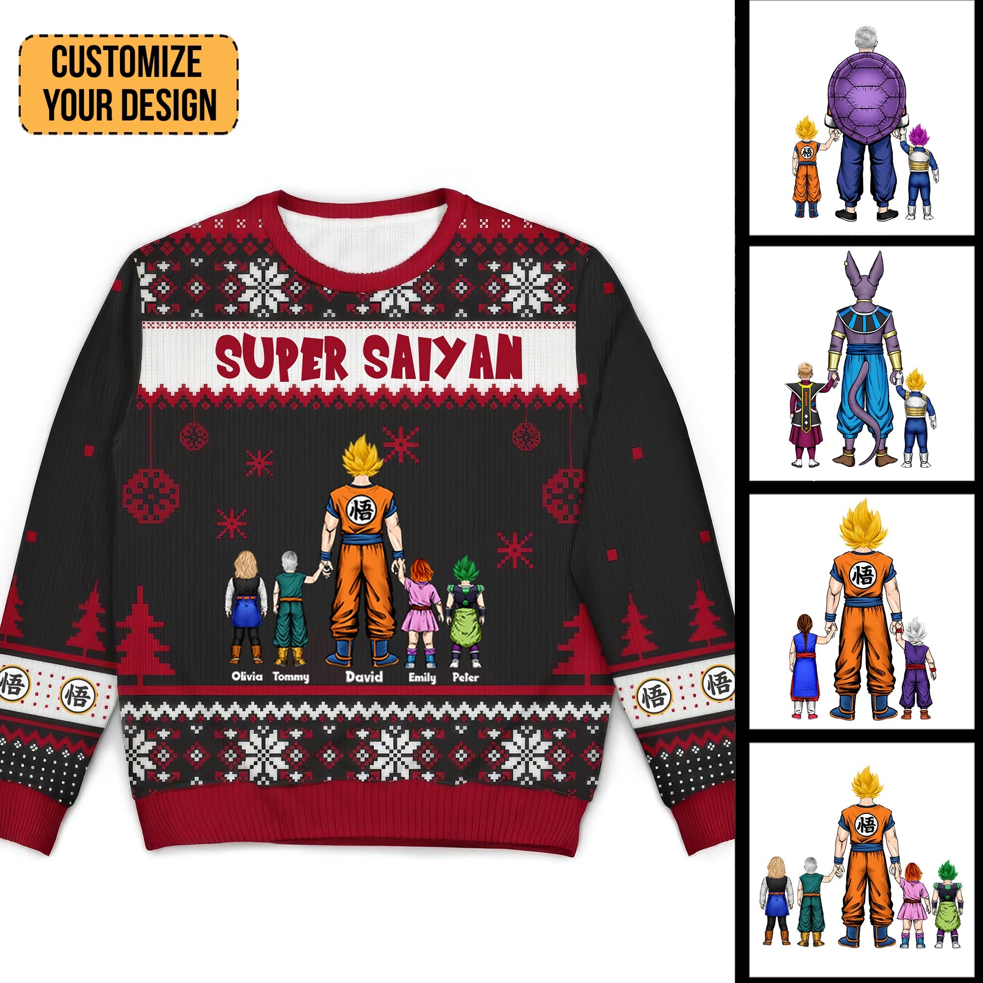 Personalized Super Dad Ugly Sweater Christmas Gift for Dad