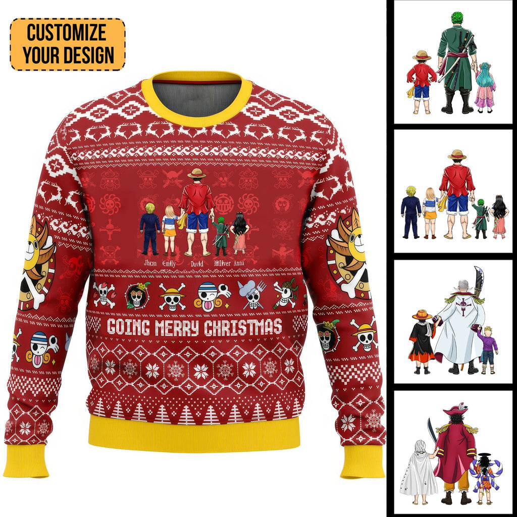 Personalized Ugly Christmas Sweater with Mugiwara Pirates Design for Dad, Grandpa, Husband