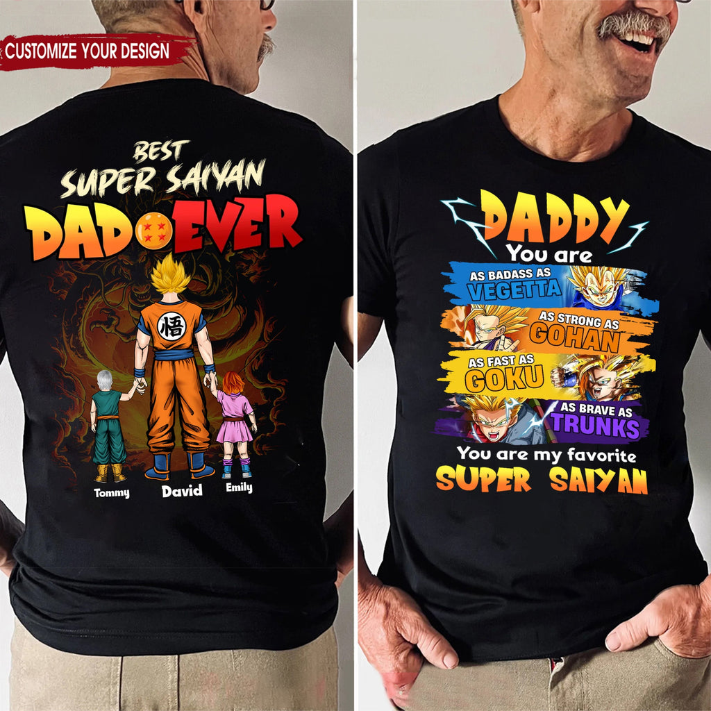Personalized Super Saiyan Dad Shirt Custom Name Gift for Father's Day Cotton Apparel GradoCreations