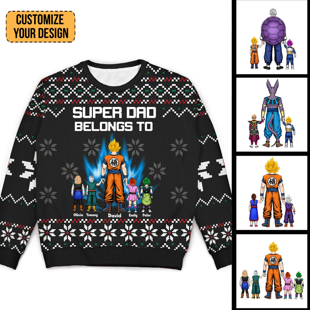 Personalized Family Ugly Sweater Custom Name Gift for Dad