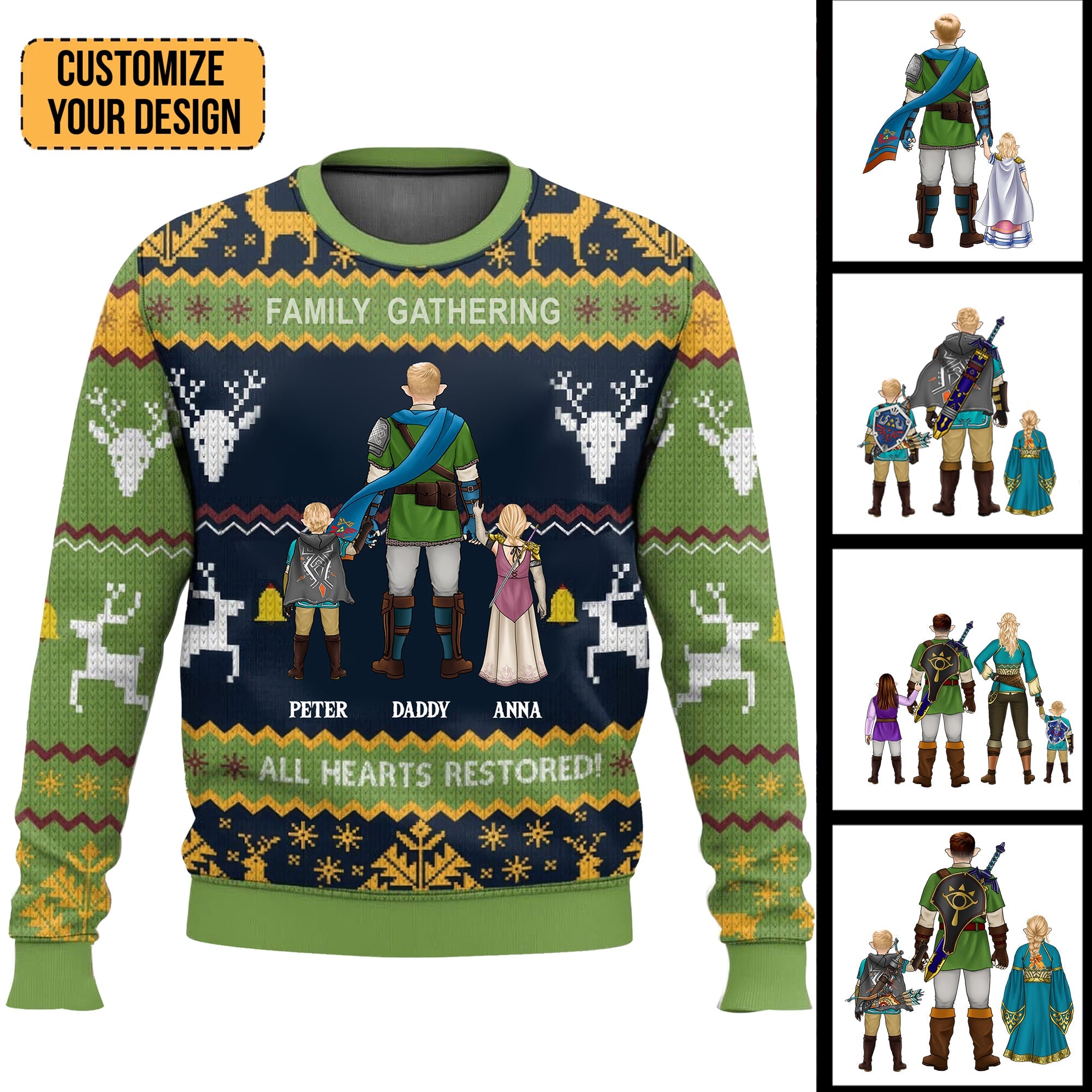 Personalized Legend of Zelda Ugly Sweater for Family Gathering Gift for Dad