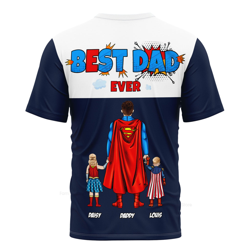 Personalized Super Dad 3D Tshirt Gift for Dad, Grandpa | Unique Father's Day Apparel