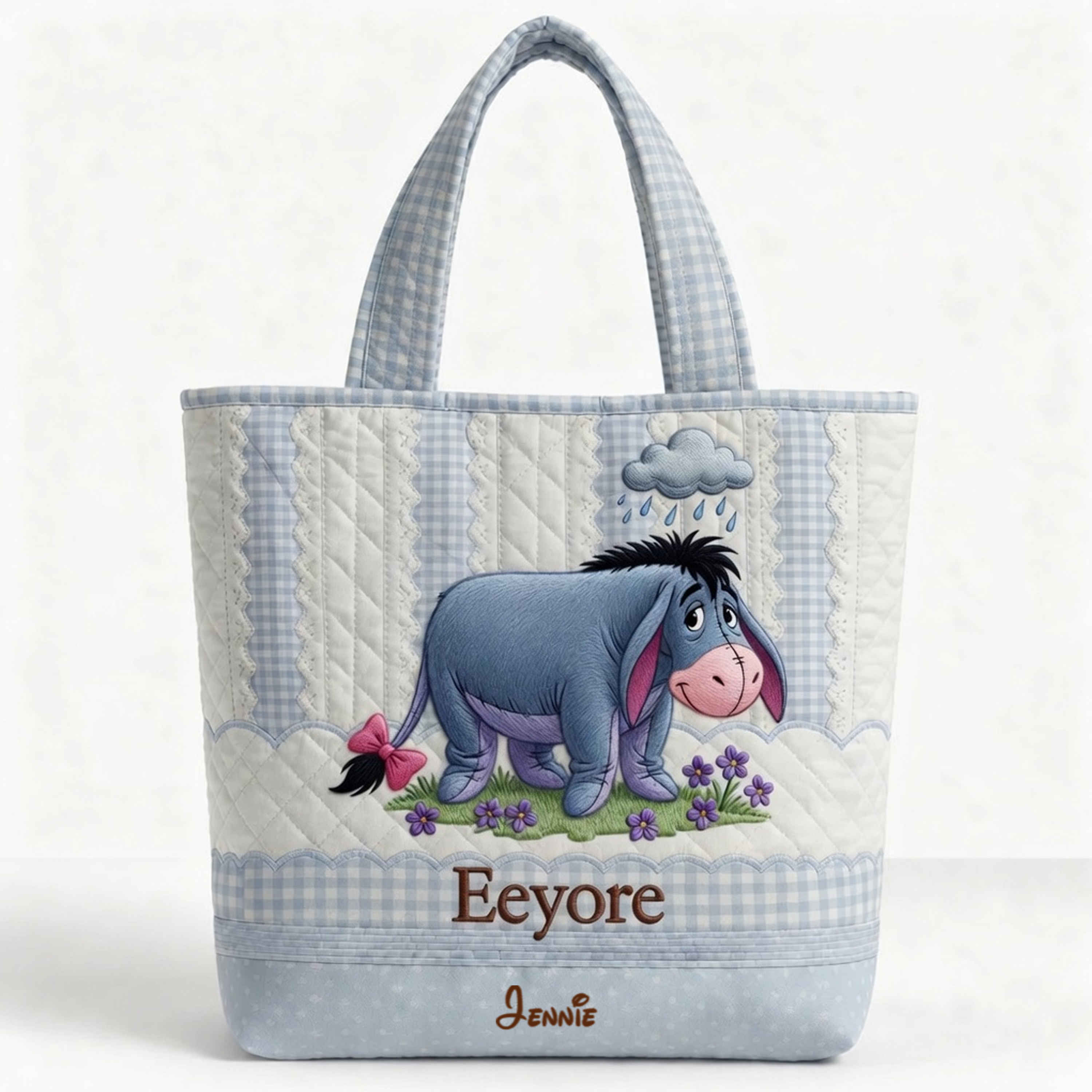 Personalized Quilted Tote Bag with Winnie the Pooh - Gift for Her