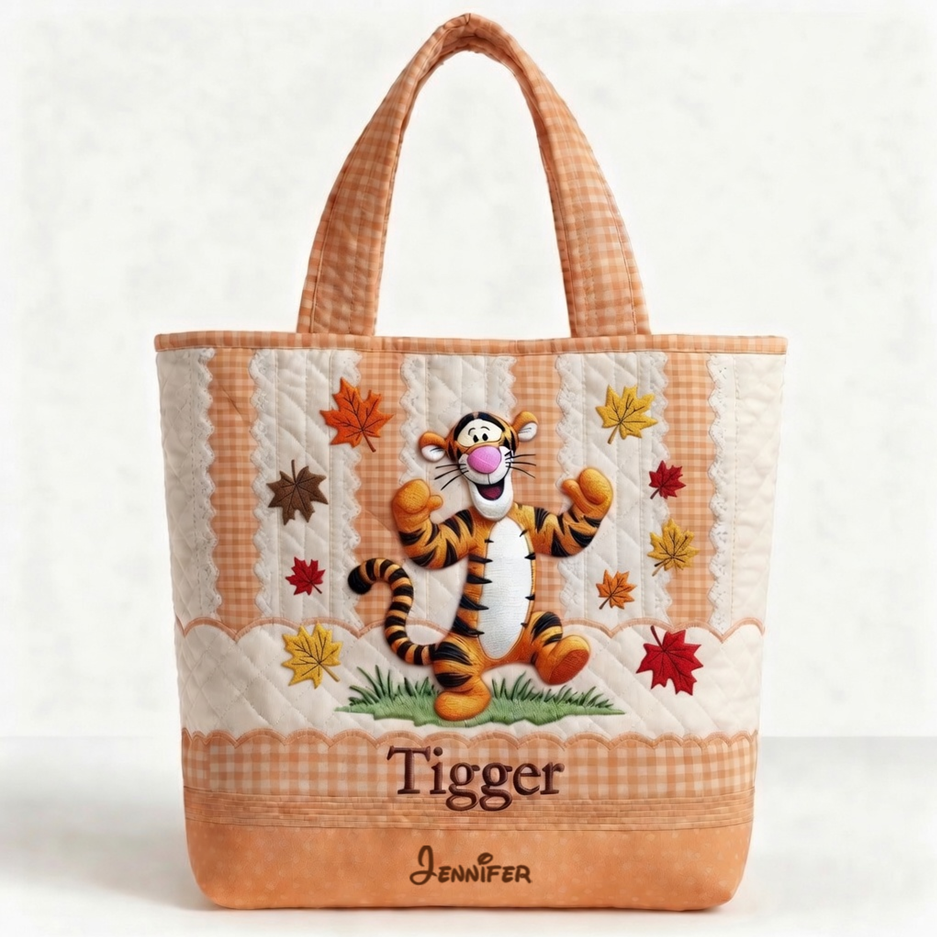 Personalized Quilted Tote Bag with Winnie the Pooh - Gift for Her