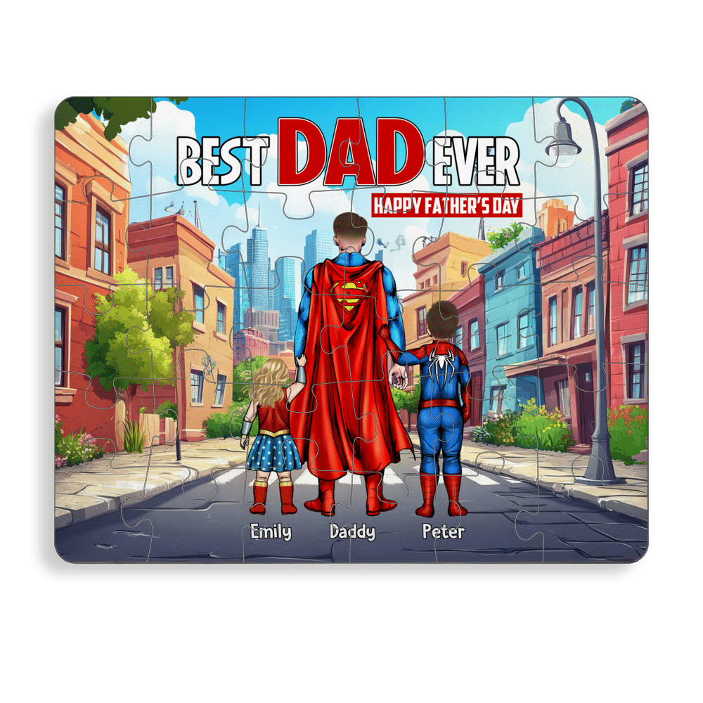 Personalized Best Dad Ever Puzzle Gift for Father's Day