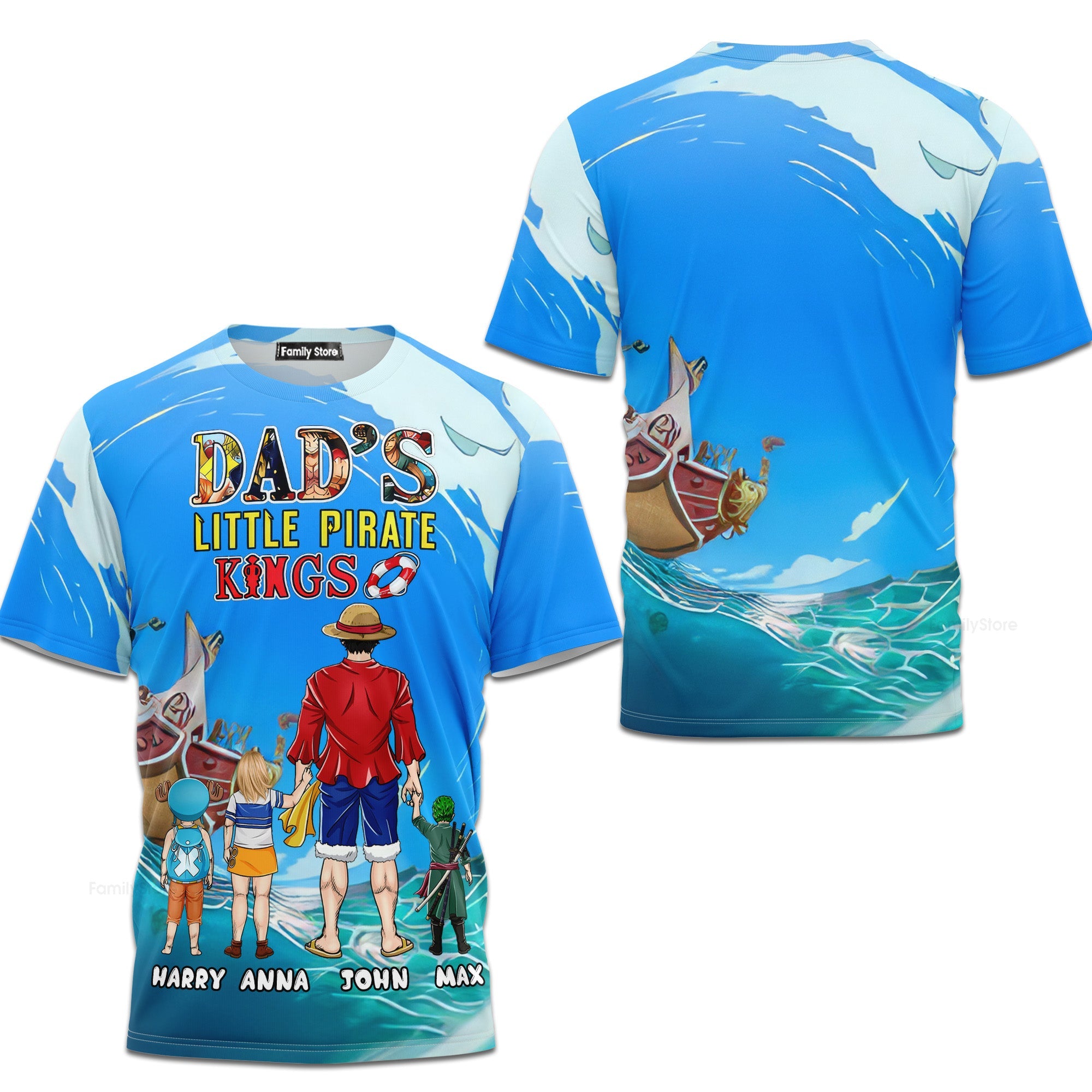 Personalized Dad's Little Pirate Kings 3D T-shirt Gift for Dad
