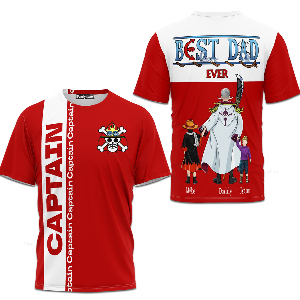 Personalized Captain Dad 3D T-Shirt Custom Name Gift for Dad