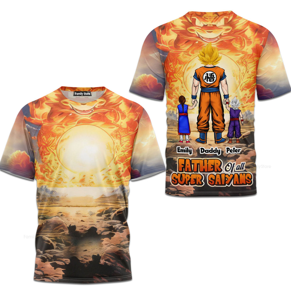 Personalized 3D Super Saiyan T-Shirt Gift for Dad, Grandpa | Unique Father's Day Apparel