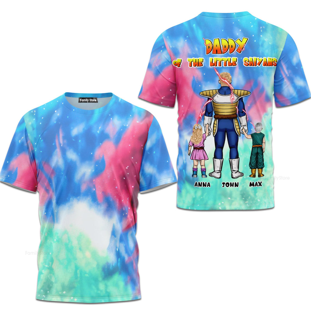 Personalized 3D T-Shirt for Dad with Little Saiyans Design - Gift for Father's Day