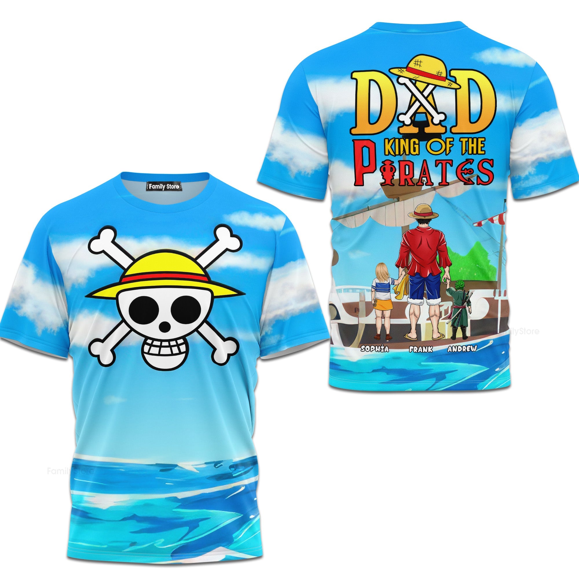 Personalized Pirate Kings 3D T-Shirt Gift for Dad | Father’s Day