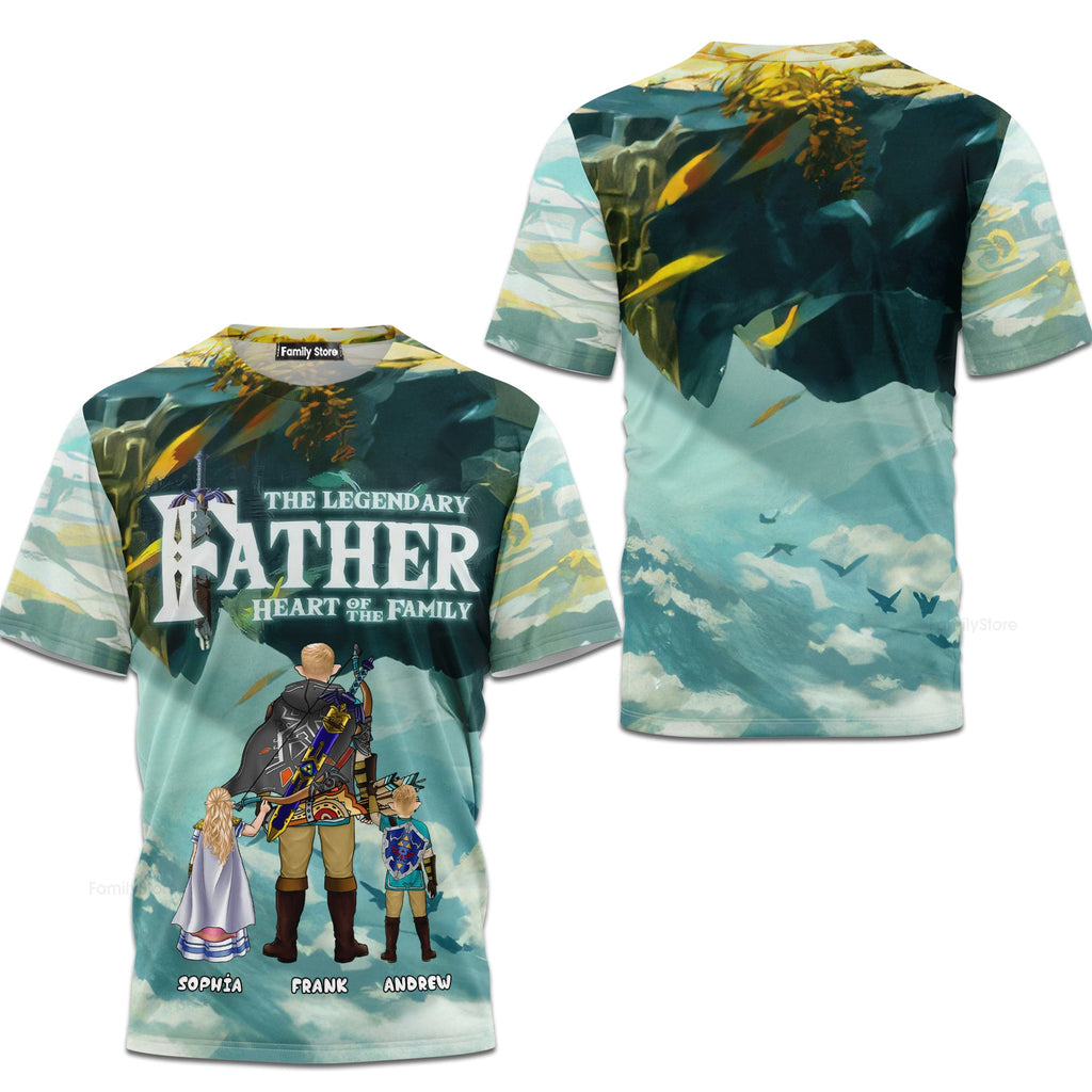 Personalized 3D Tshirt Gift for Dad Heart of Family Design