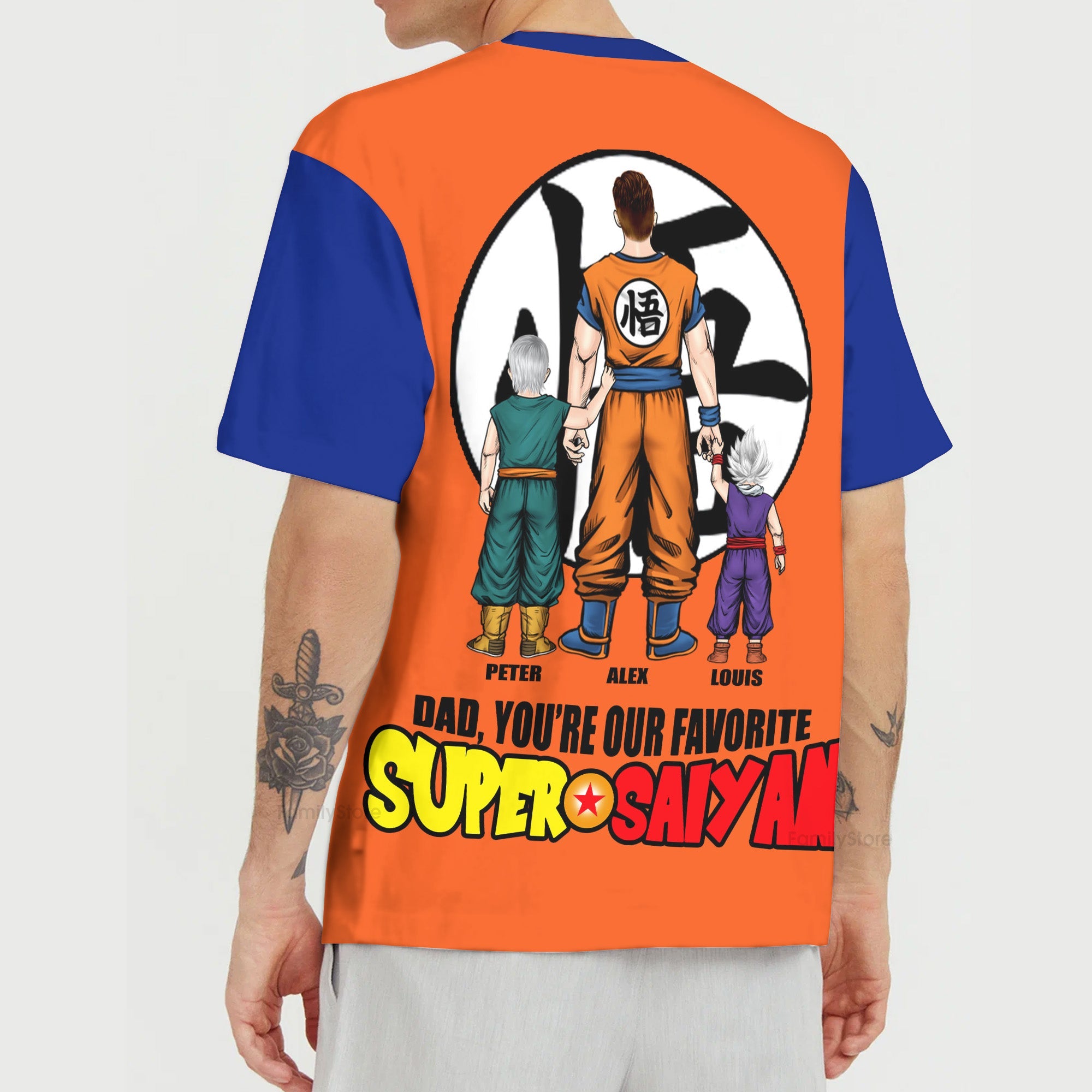 Personalized Super Saiyan 3D T-Shirt Gift for Dad or Grandpa