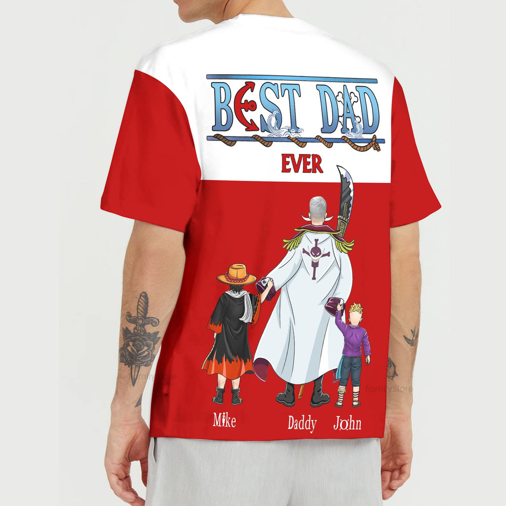 Personalized Captain Dad 3D T-Shirt Custom Name Gift for Dad