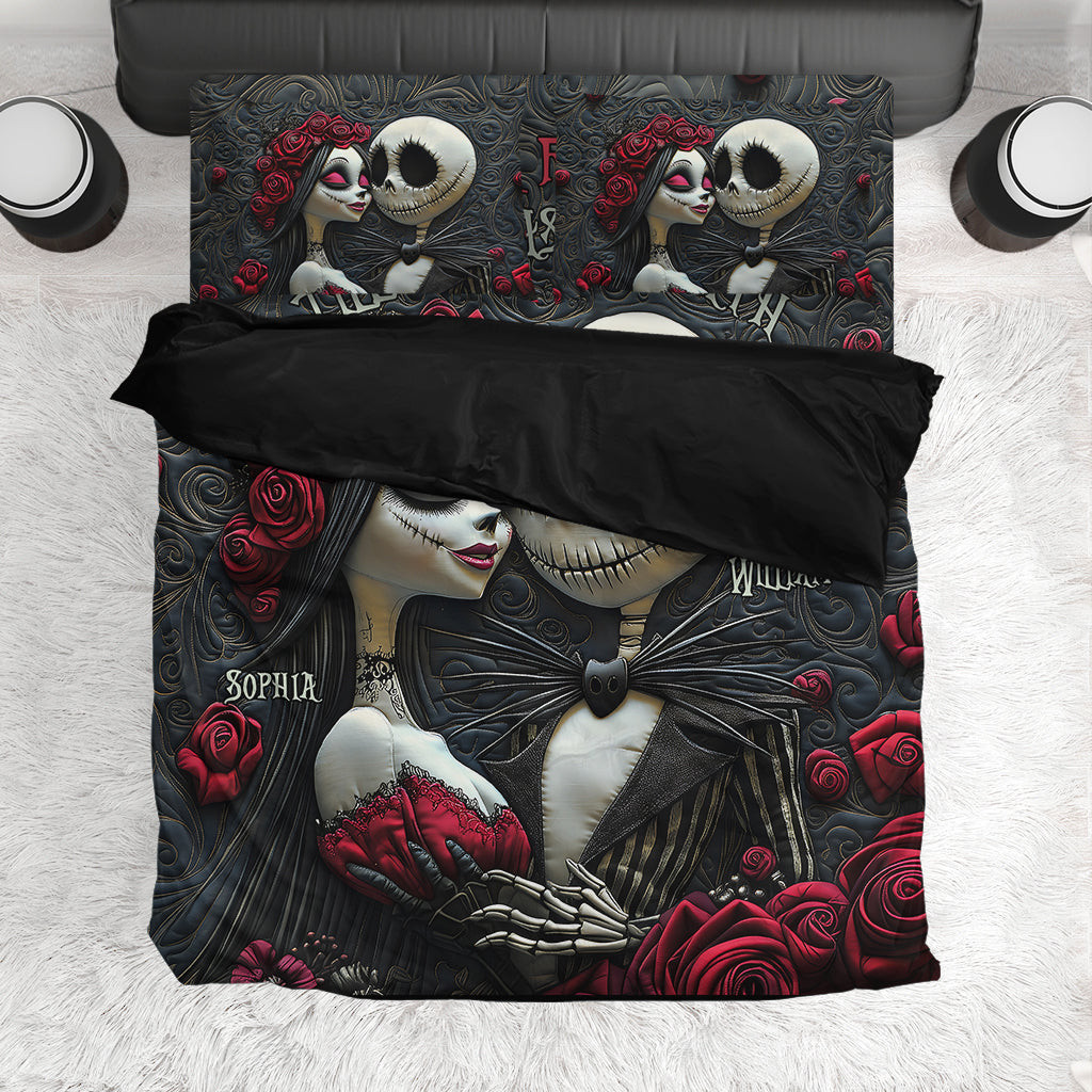 Personalized Nightmare Bedding Set Custom Name Romantic Gift for Couples Bedding Set GradoCreations