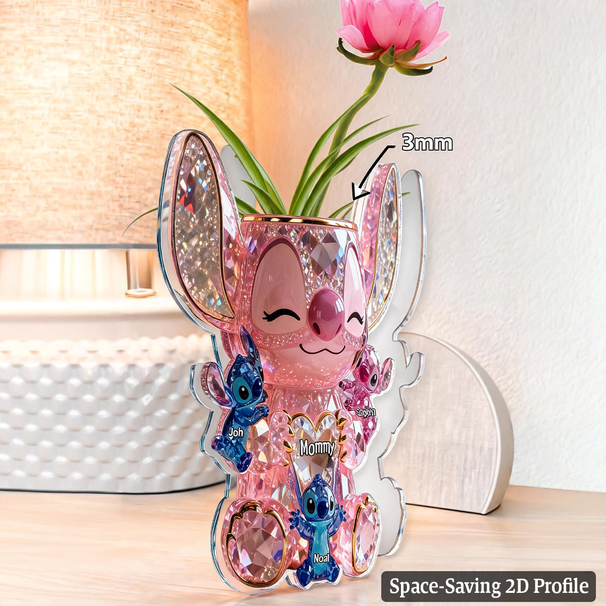 Personalized Custom Shape Acrylic Flower Vase for Mom with Design Custom Shape Acrylic Flower Vase GradoCreations