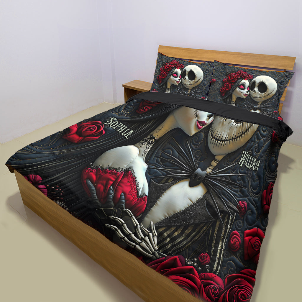 Personalized Nightmare Bedding Set Custom Name Romantic Gift for Couples Bedding Set GradoCreations