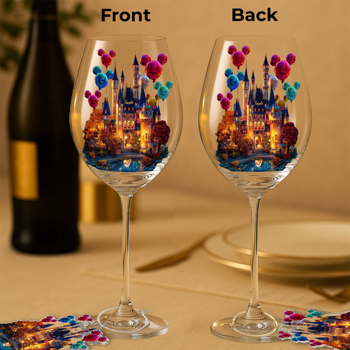 Personalized Magic Mouse Wine Glass 13.5oz Custom Name Gift Wine Decanter And Glass Set GradoCreations