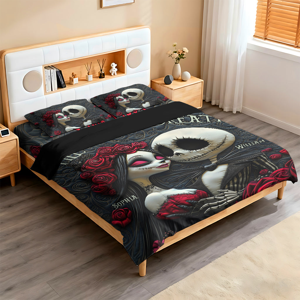 Personalized Nightmare Bedding Set Custom Name Romantic Gift for Couples Bedding Set GradoCreations