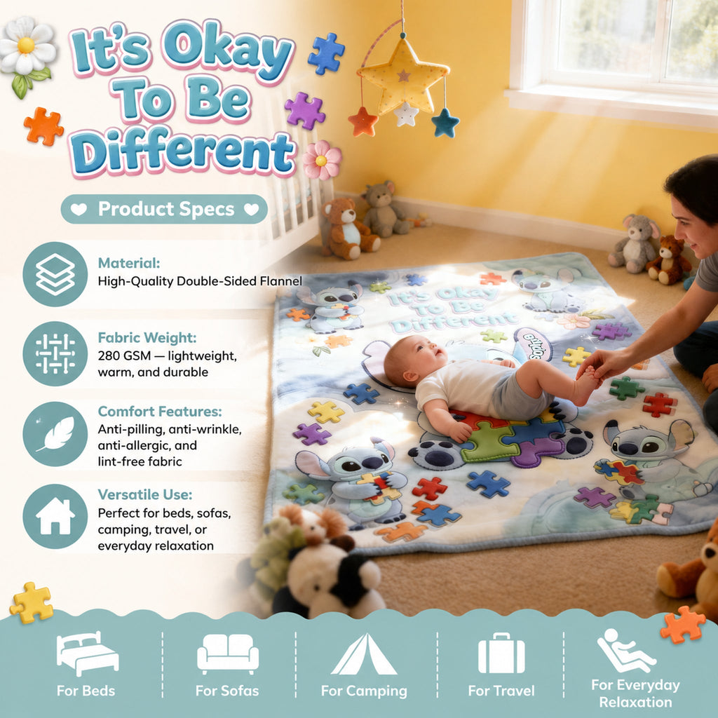 Personalized Autism Awareness Blanket Soft Flannel Gift for Kids Blanket GradoCreations