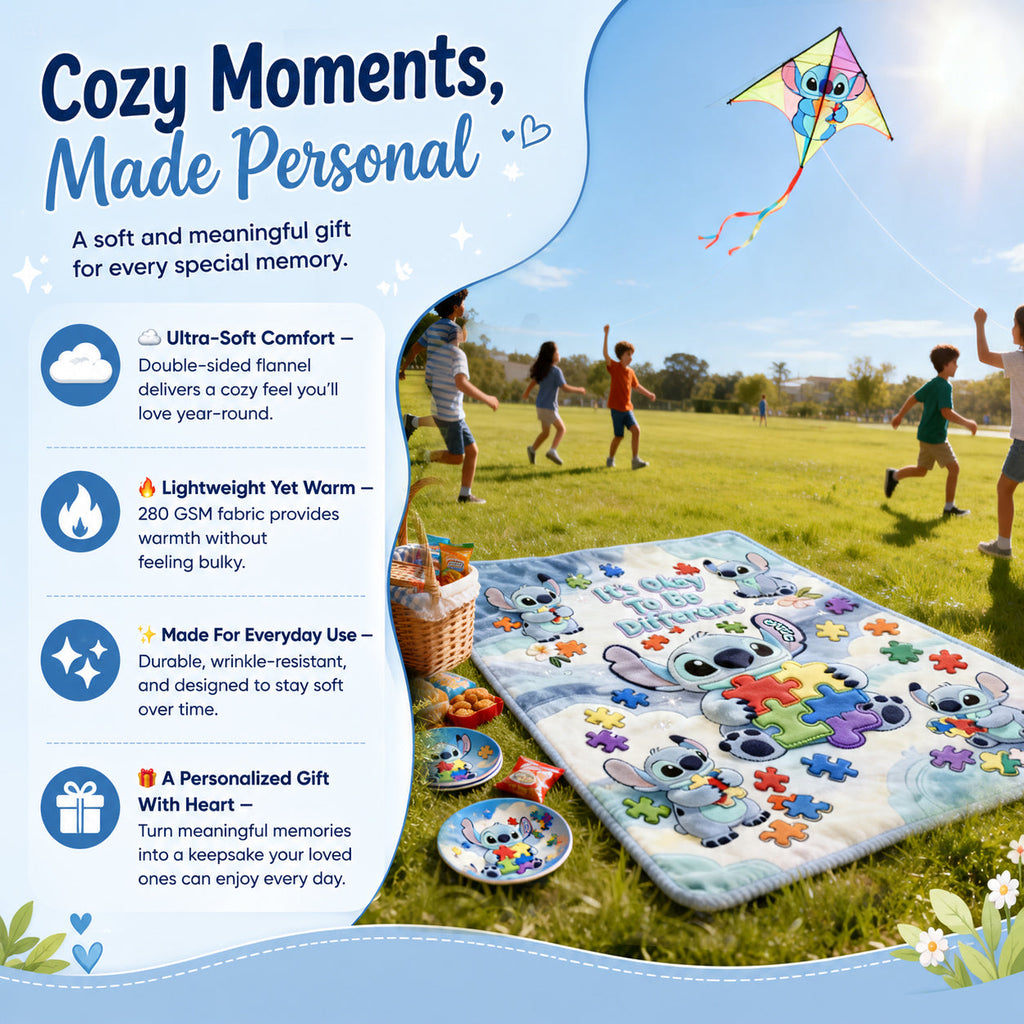 Personalized Autism Awareness Blanket Soft Flannel Gift for Kids Blanket GradoCreations