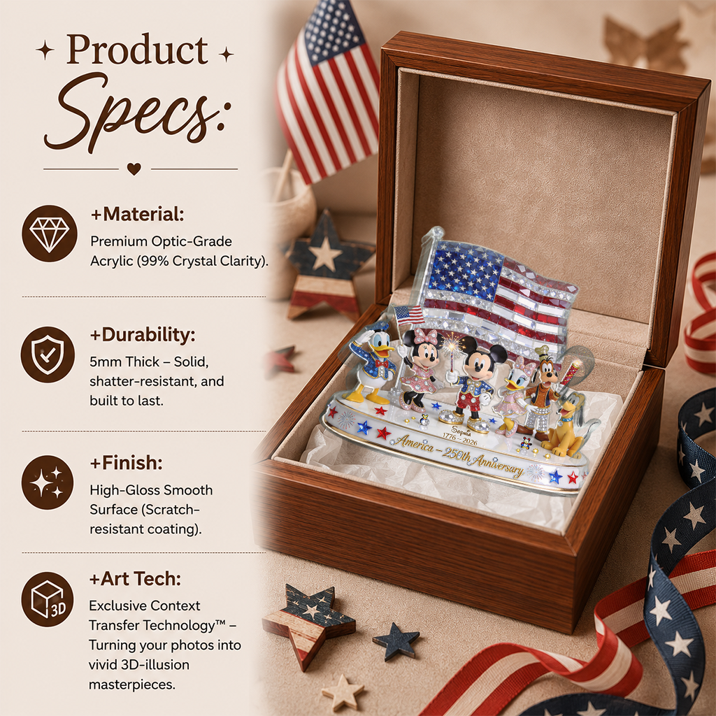 Personalized USA 250th Anniversary Acrylic Plaque Custom Name Gift Custom Shaped Acrylic Plaque GradoCreations
