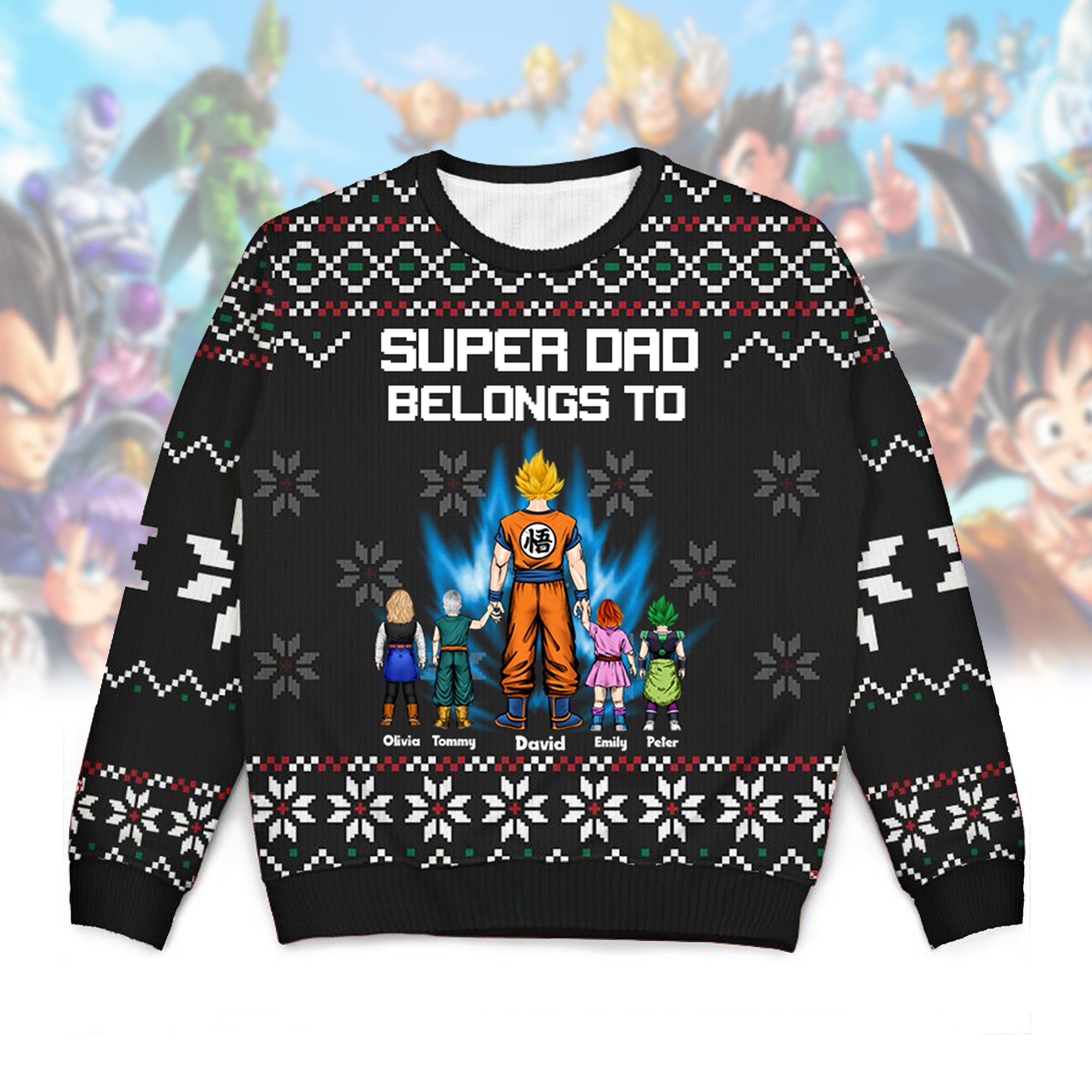 Personalized Family Ugly Sweater Custom Name Gift for Dad