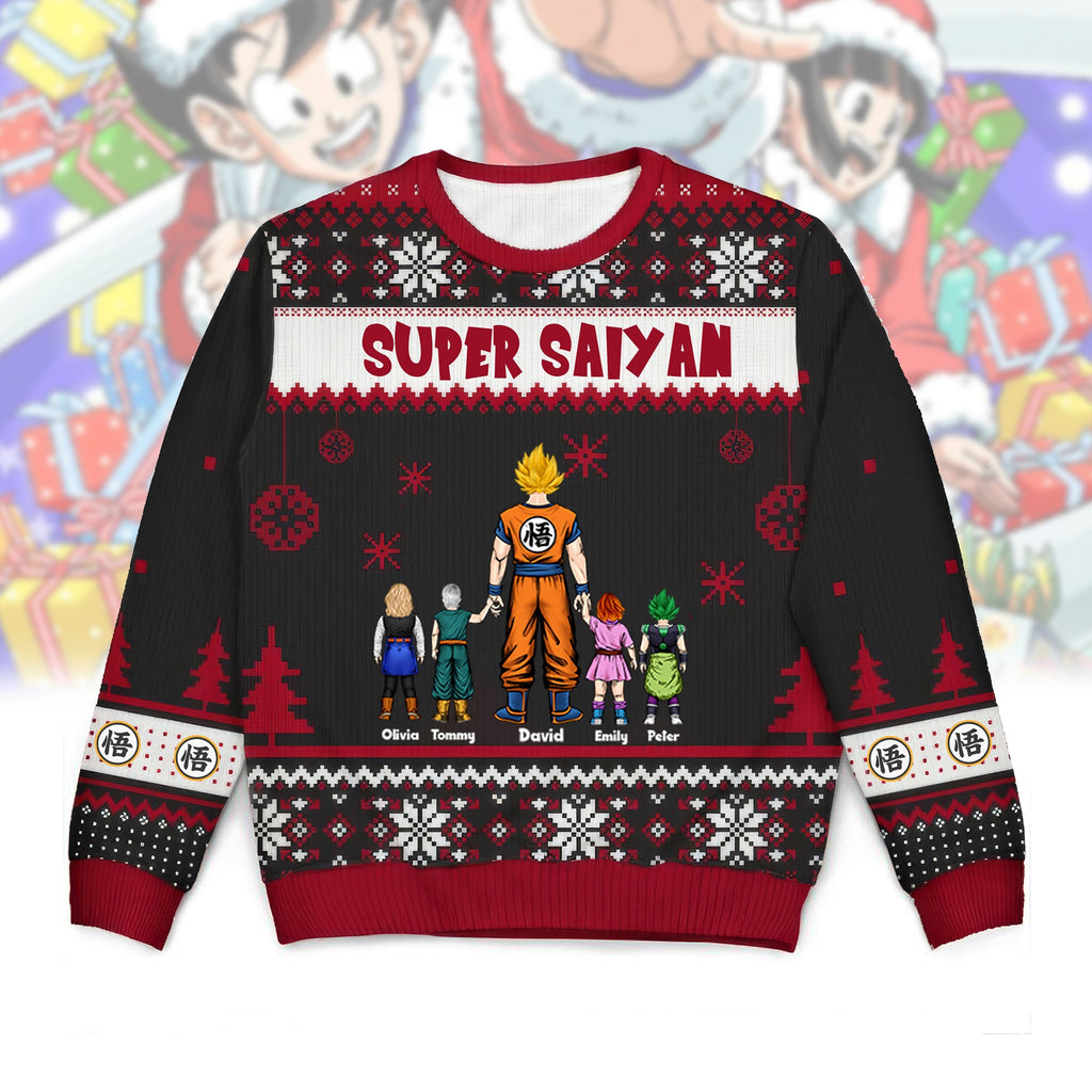 Personalized Super Dad Ugly Sweater Christmas Gift for Dad