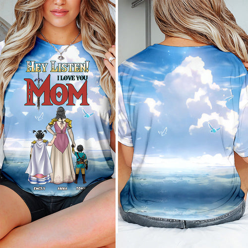 Personalized 3D T-Shirt for Mom with Heartfelt Message - Custom Gift for Mother's Day AOP Tshirt GradoCreations