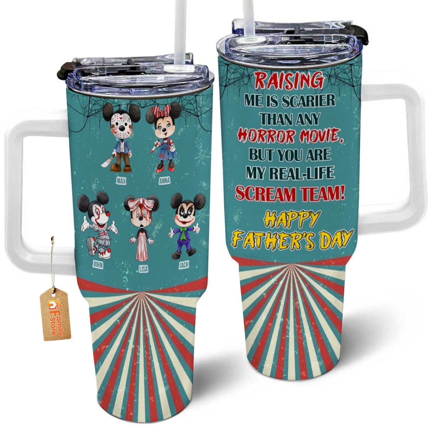 Personalized 40oz Tumbler with Horror Theme for Parents - Custom Family Gift