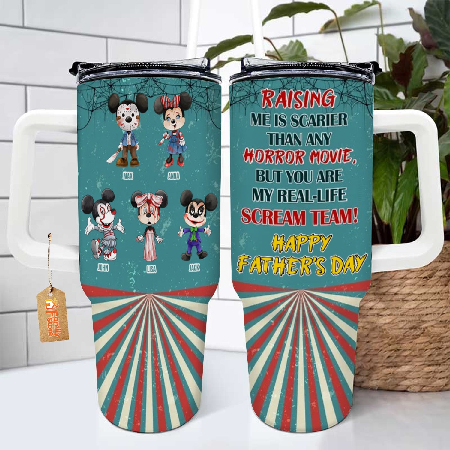 Personalized 40oz Tumbler with Horror Theme for Parents - Custom Family Gift