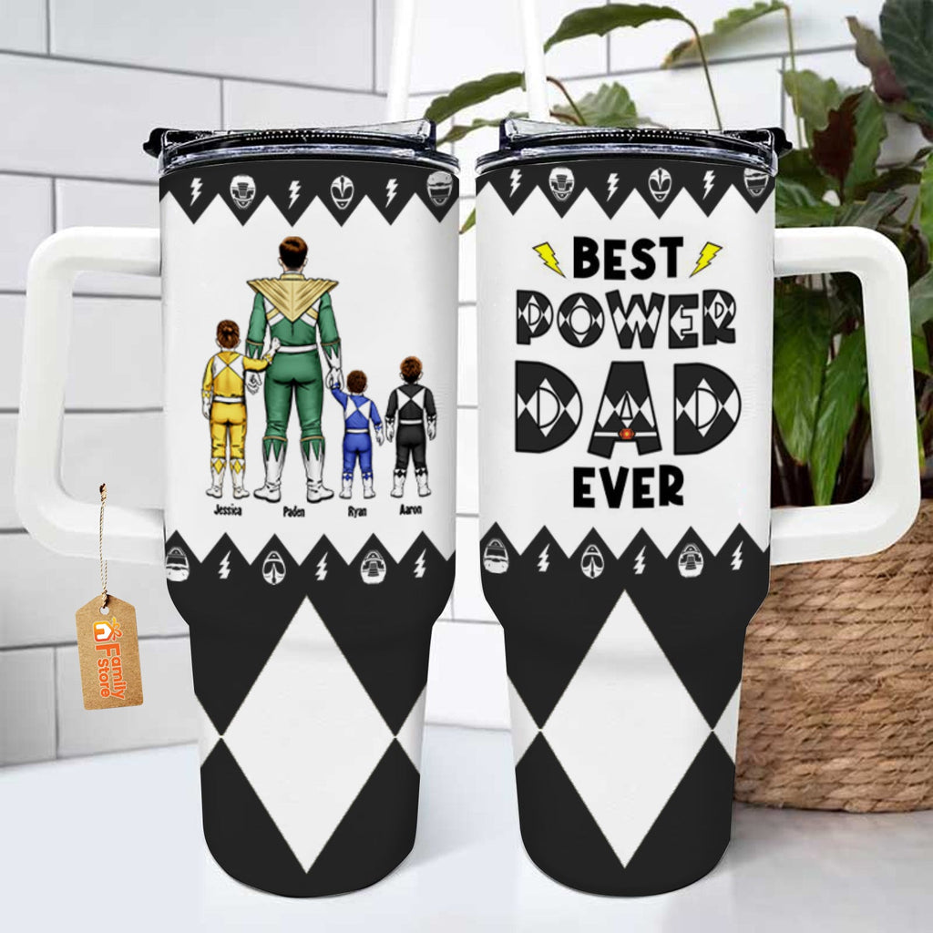 Personalized Power Ranger Tumbler Cup Gift for Dad - 40oz with Straw