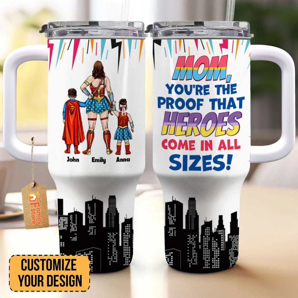 Personalized Superhero Mom Tumbler with Straw Custom Name Gift for Mom