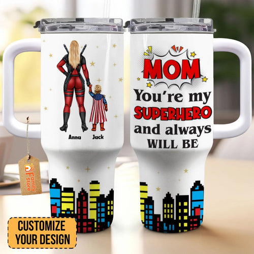 Personalized 40oz Superhero Tumbler Cup Gift for Mom Tumbler GradoCreations