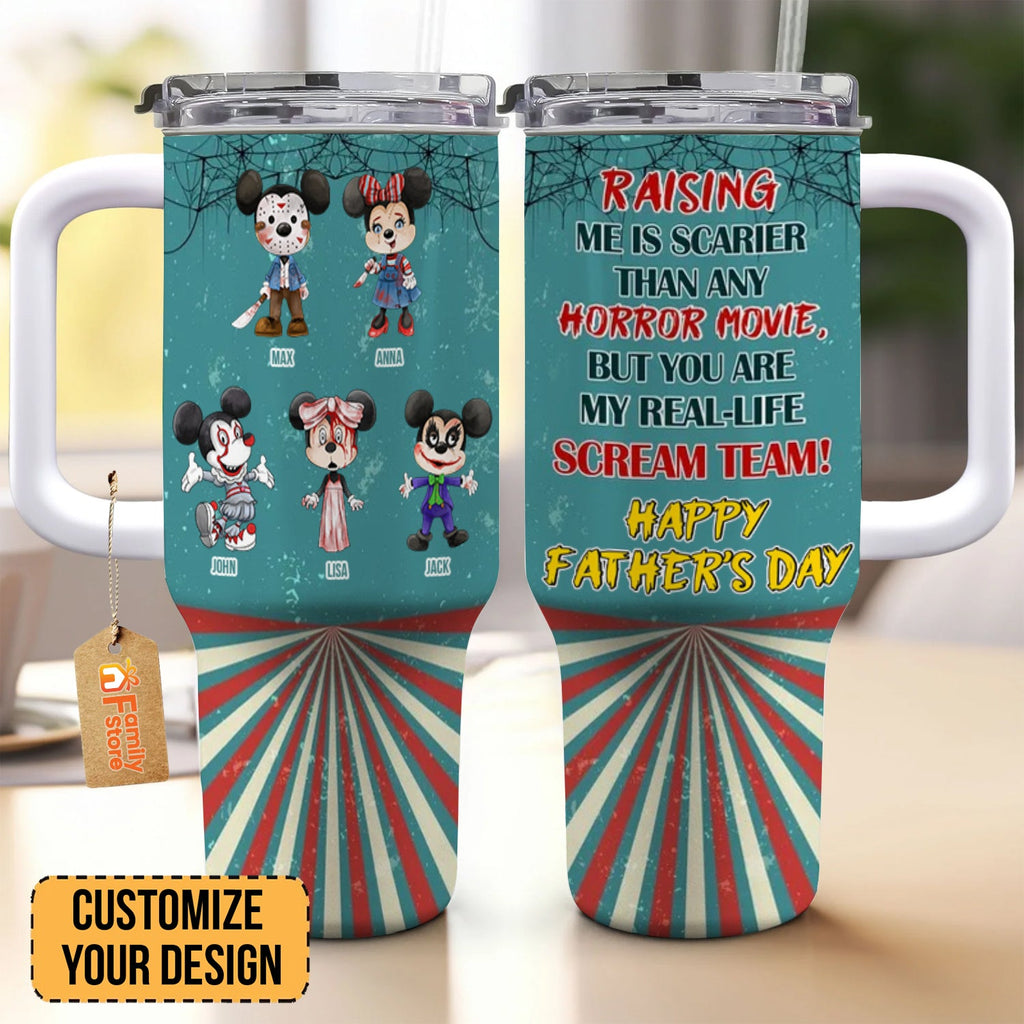 Personalized 40oz Tumbler with Horror Theme for Parents - Custom Family Gift